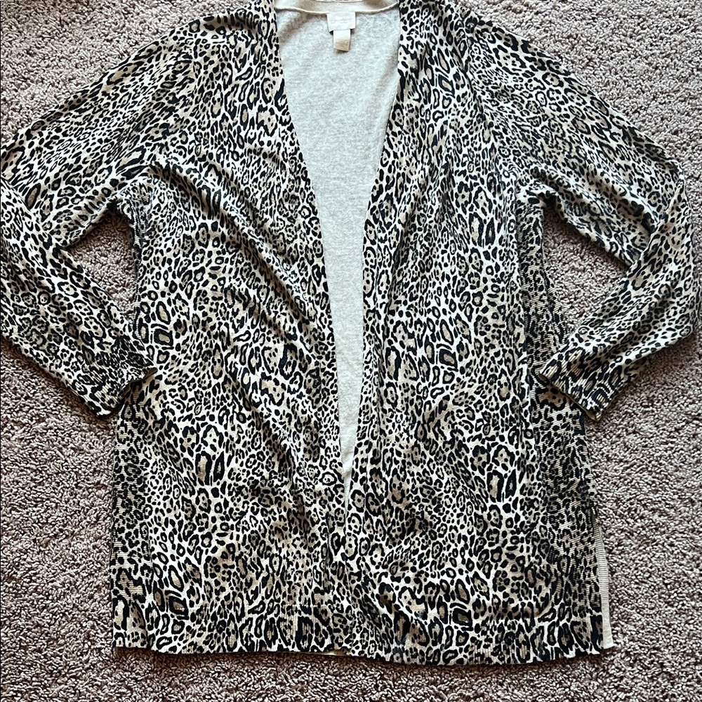 Chico’s Size 2 Leopard Print Open Cardigan